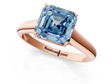 Rose gold Fancy Blue Asscher Cut Solitaire Engagement Ring with Tapered Band and Four-Prong Setting_4