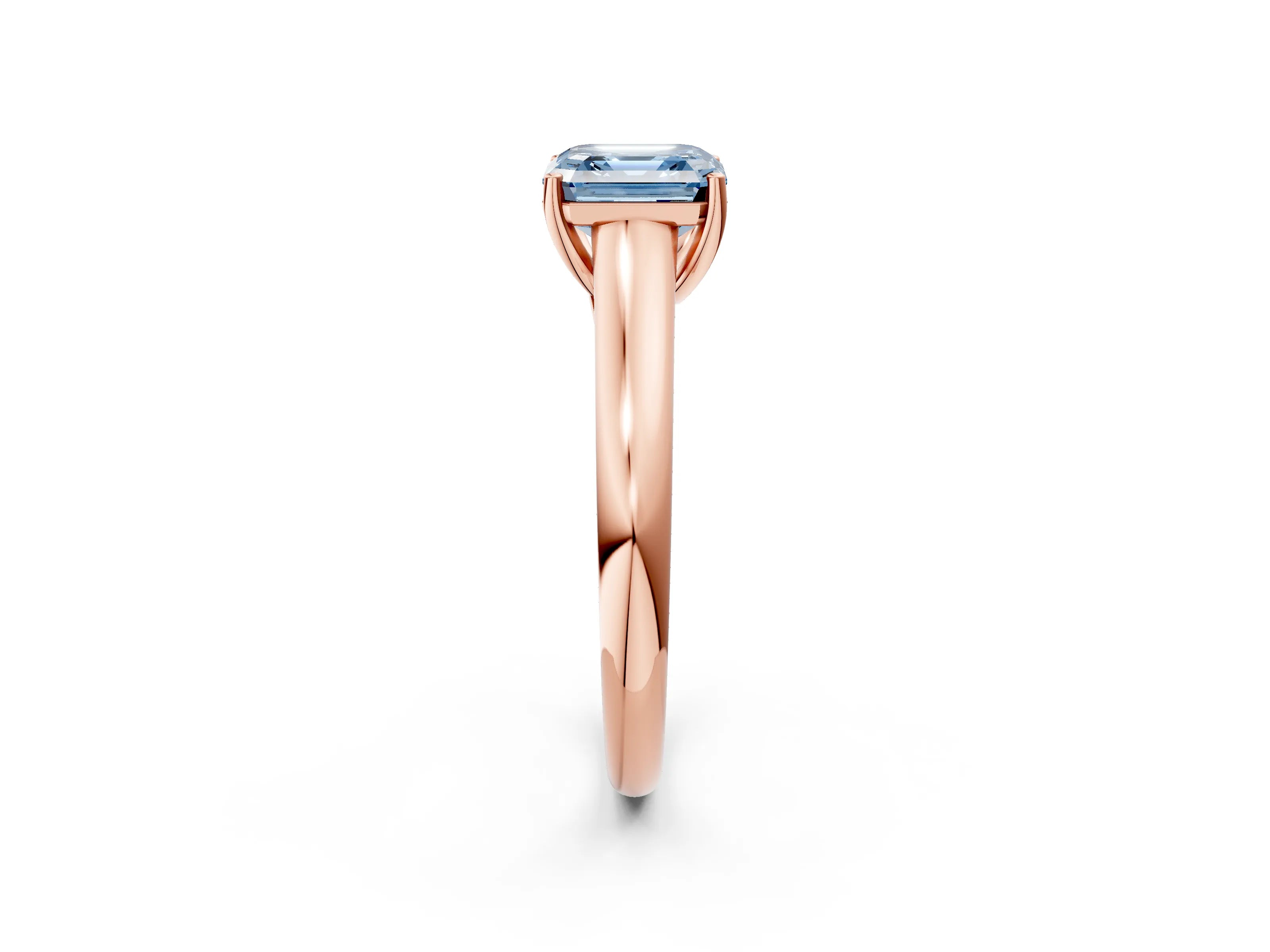Rose gold Fancy Blue Asscher Cut Solitaire Engagement Ring with Tapered Band and Four-Prong Setting_5