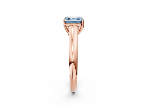 Rose gold Fancy Blue Asscher Cut Solitaire Engagement Ring with Tapered Band and Four-Prong Setting_5