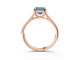 Rose gold Fancy Blue Asscher Cut Solitaire Engagement Ring with Tapered Band and Four-Prong Setting_6