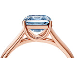 Rose gold Fancy Blue Asscher Cut Solitaire Engagement Ring with Tapered Band and Four-Prong Setting_7