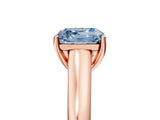 Rose gold Fancy Blue Asscher Cut Solitaire Engagement Ring with Tapered Band and Four-Prong Setting_8