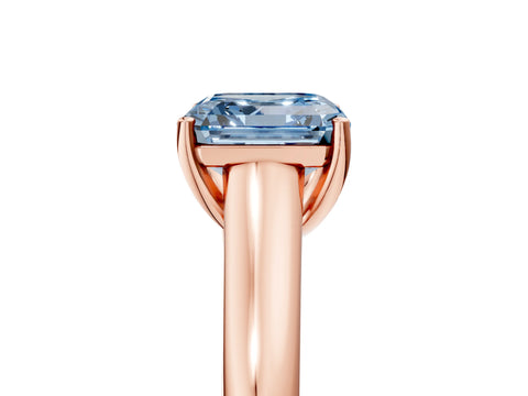 Rose gold Fancy Blue Asscher Cut Solitaire Engagement Ring with Tapered Band and Four-Prong Setting_8