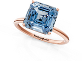 Rose gold Fancy Blue Asscher  Cut Solitaire Engagement Ring with Thin Band and Four-Prong Setting_4