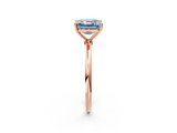 Rose gold Fancy Blue Asscher  Cut Solitaire Engagement Ring with Thin Band and Four-Prong Setting_5