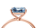Rose gold Fancy Blue Asscher  Cut Solitaire Engagement Ring with Thin Band and Four-Prong Setting_7
