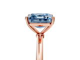 Rose gold Fancy Blue Asscher  Cut Solitaire Engagement Ring with Thin Band and Four-Prong Setting_8