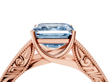 Rose gold Fancy Blue Asscher  Cut Solitaire Engraved Band with Four-Prong Setting_4