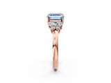 Rose gold Fancy Blue Asscher  Cut Solitaire Floral Diamond Ring with Four-Prong Setting_2