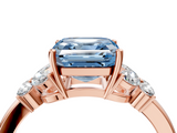 Rose gold Fancy Blue Asscher  Cut Solitaire Floral Diamond Ring with Four-Prong Setting_4