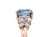 Rose gold Fancy Blue Asscher  Cut Solitaire Floral Diamond Ring with Four-Prong Setting_5