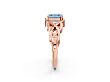Rose gold Fancy Blue Asscher Cut Solitaire Intertwined Band Prong Setting Ring_2