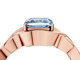 Rose gold Fancy Blue Asscher Cut Solitaire Intertwined Band Prong Setting Ring_4