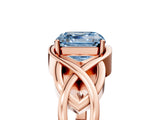 Rose gold Fancy Blue Asscher Cut Solitaire Intertwined Band Prong Setting Ring_5