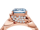 Rose gold Fancy Blue Asscher Cut Solitaire Leaf-Inspired Engagement Ring with Prong Setting_16