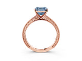 Rose gold Fancy Blue Asscher Cut Solitaire Milgrain Engraved Band with Four-Prong Setting_3