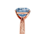 Rose gold Fancy Blue Asscher Cut Solitaire Milgrain Engraved Band with Four-Prong Setting_5
