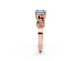 Rose gold Fancy Blue Asscher Cut Solitaire Milgrain Leaf Band with Prong Setting_14