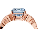 Rose gold Fancy Blue Asscher Cut Solitaire Milgrain Leaf Band with Prong Setting_16