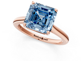 Rose gold Fancy Blue Asscher  Cut Solitaire Ring with Cathedral Band and Four-Prong Setting_1