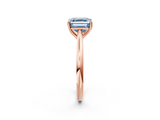 Rose gold Fancy Blue Asscher  Cut Solitaire Ring with Cathedral Band and Four-Prong Setting_2