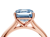 Rose gold Fancy Blue Asscher  Cut Solitaire Ring with Cathedral Band and Four-Prong Setting_4