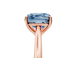 Rose gold Fancy Blue Asscher  Cut Solitaire Ring with Cathedral Band and Four-Prong Setting_5