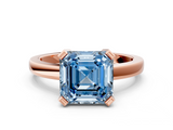 Rose gold Fancy Blue Asscher  Cut Solitaire Ring with Four-Prong Setting and Classic Band_17