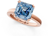 Rose gold Fancy Blue Asscher  Cut Solitaire Ring with Four-Prong Setting and Classic Band_18