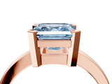 Rose gold Fancy Blue Asscher  Cut Solitaire Ring with Four-Prong Setting and Classic Band_21