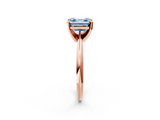 Rose gold Fancy Blue Asscher  Cut Solitaire Ring with Four-Prong Setting on a Classic Band_2