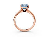 Rose gold Fancy Blue Asscher  Cut Solitaire Ring with Four-Prong Setting on a Classic Band_3