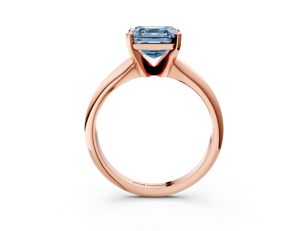 Rose Gold Asscher Cut Plain Knife-Edge Solitaire Engagement Ring Setting for Fancy Blue Center