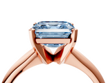 Rose gold Fancy Blue Asscher  Cut Solitaire Ring with Four-Prong Setting on a Classic Band_4