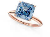 Rose gold Fancy Blue Asscher  Cut Solitaire Ring with Thin Band and Four-Prong Setting_18
