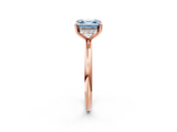 Rose gold Fancy Blue Asscher  Cut Solitaire Ring with Thin Band and Four-Prong Setting_19