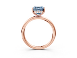 Rose gold Fancy Blue Asscher  Cut Solitaire Ring with Thin Band and Four-Prong Setting_20