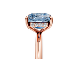 Rose gold Fancy Blue Asscher  Cut Solitaire Ring with Thin Band and Four-Prong Setting_22