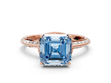 Rose gold Fancy Blue Asscher Cut Solitaire Split Shank Pave Diamond Engagement Ring with Four-Prong Setting_24