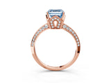Rose gold Fancy Blue Asscher Cut Solitaire Split Shank Pave Diamond Engagement Ring with Four-Prong Setting_27