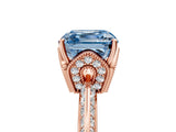 Rose gold Fancy Blue Asscher Cut Solitaire Split Shank Pave Diamond Engagement Ring with Four-Prong Setting_29