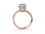 Rose gold Fancy Blue Asscher Cut Solitaire Split Shank Pave Diamond Engagement Ring with Four-Prong Setting_3