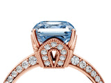 Rose gold Fancy Blue Asscher Cut Solitaire Split Shank Pave Diamond Engagement Ring with Four-Prong Setting_4