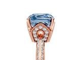 Rose gold Fancy Blue Asscher Cut Solitaire Split Shank Pave Diamond Engagement Ring with Four-Prong Setting_5