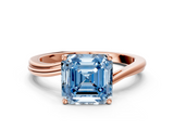 Rose gold Fancy Blue Asscher  Cut Solitaire Twist Band Ring with Four-Prong Setting_18