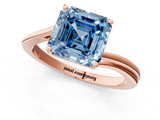 Rose gold Fancy Blue Asscher  Cut Solitaire Twist Band Ring with Four-Prong Setting_19