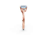 Rose gold Fancy Blue Asscher  Cut Solitaire Twist Band Ring with Four-Prong Setting_20