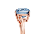 Rose gold Fancy Blue Asscher  Cut Solitaire Twist Band Ring with Four-Prong Setting_23