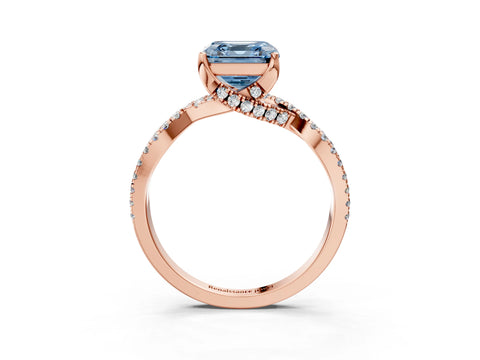 Rose gold Fancy Blue Asscher Cut Solitaire Twist Pave Diamond Engagement Ring with Prong Setting_27