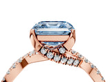 Rose gold Fancy Blue Asscher Cut Solitaire Twist Pave Diamond Engagement Ring with Prong Setting_4